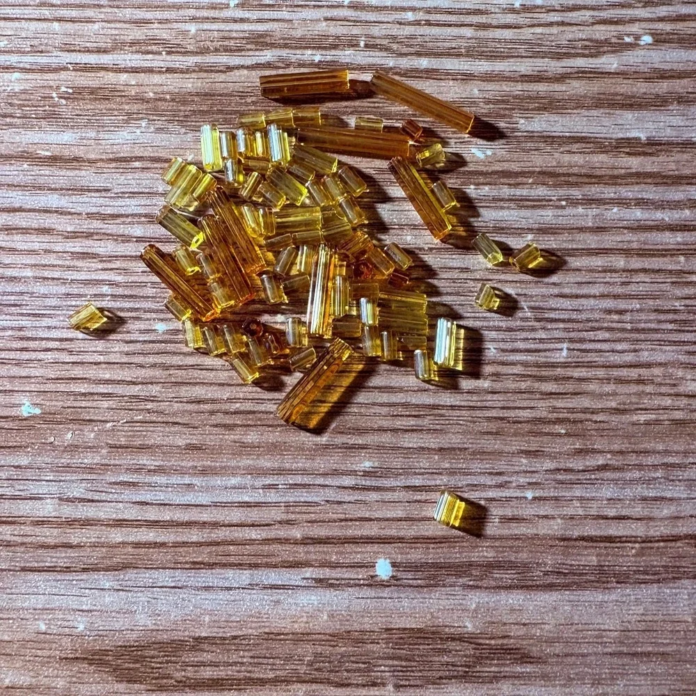 Amber Cut Glass Bugle Beads Assorted Two Sizes Jewelry Making Crafts